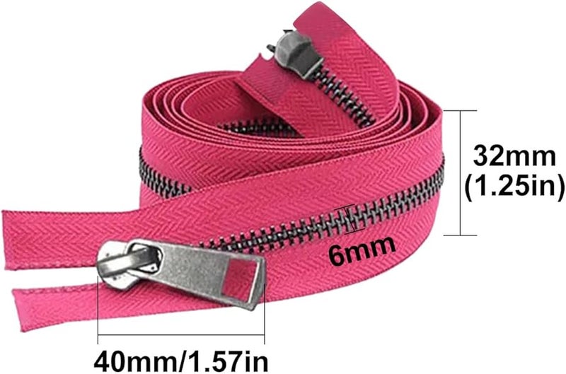 Jweemax 5 Open End Double Slider Two Way Separating Metal Zipper 15 74 Inch Rose Gunblack For DIY Crafts Sewing Jackets Handbags - Image 2